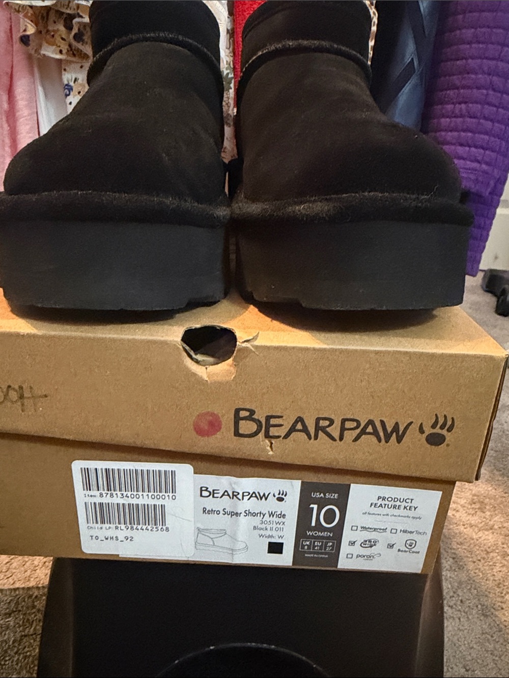BearPaw Black Shorty Plush-Lined Women's Ankle Boots